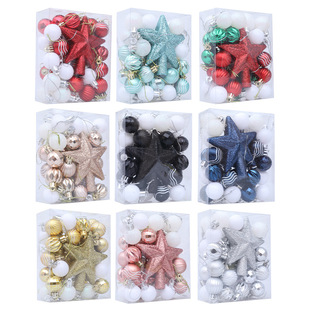 Christmas New Cross-Border 36Pcs Christmas Ball Decorations Painted Ball Hanging Ball Special-Shaped Ball Set Box Decoration Gift