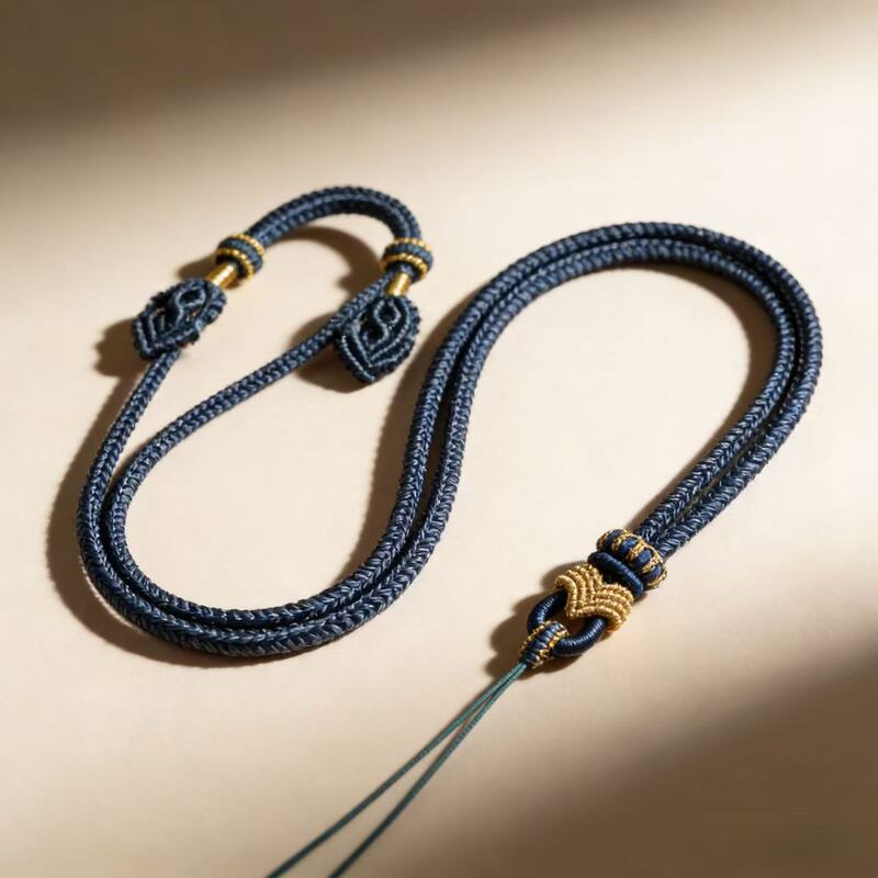 Purely Hand-Woven Lanyard, Adjustable Clavicle Chain Rope, Turquoise Beeswax Hand-Woven Pendant Lanyard for Men and Women