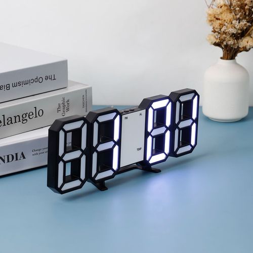 3D digital alarm clock with adjustable night light, minimalist desktop clock, wall-mountable LED electronic alarm clock, cross-border