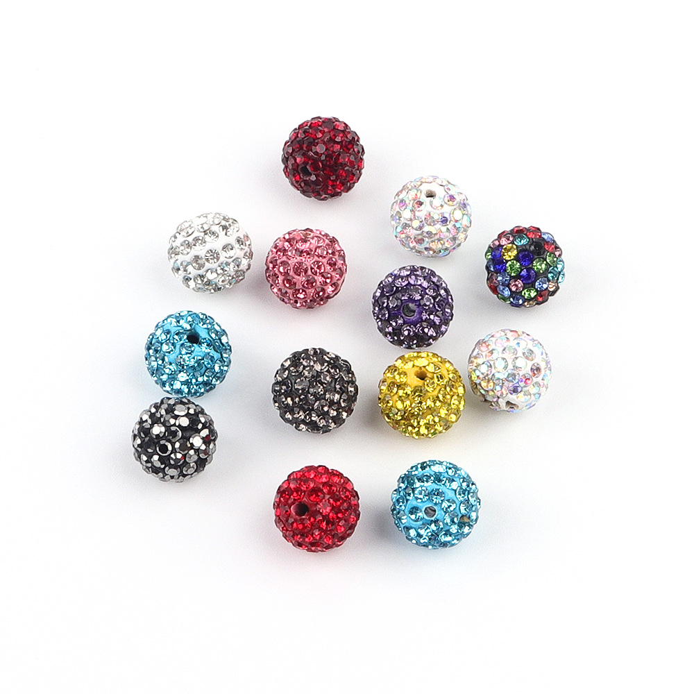 12mm Straight Hole Full of Diamonds Clay Diamond Balls 7 Rows of Diamonds Handmade DIY Jewelry Bracelet Accessories Various Mixed Color Beads Wholesale