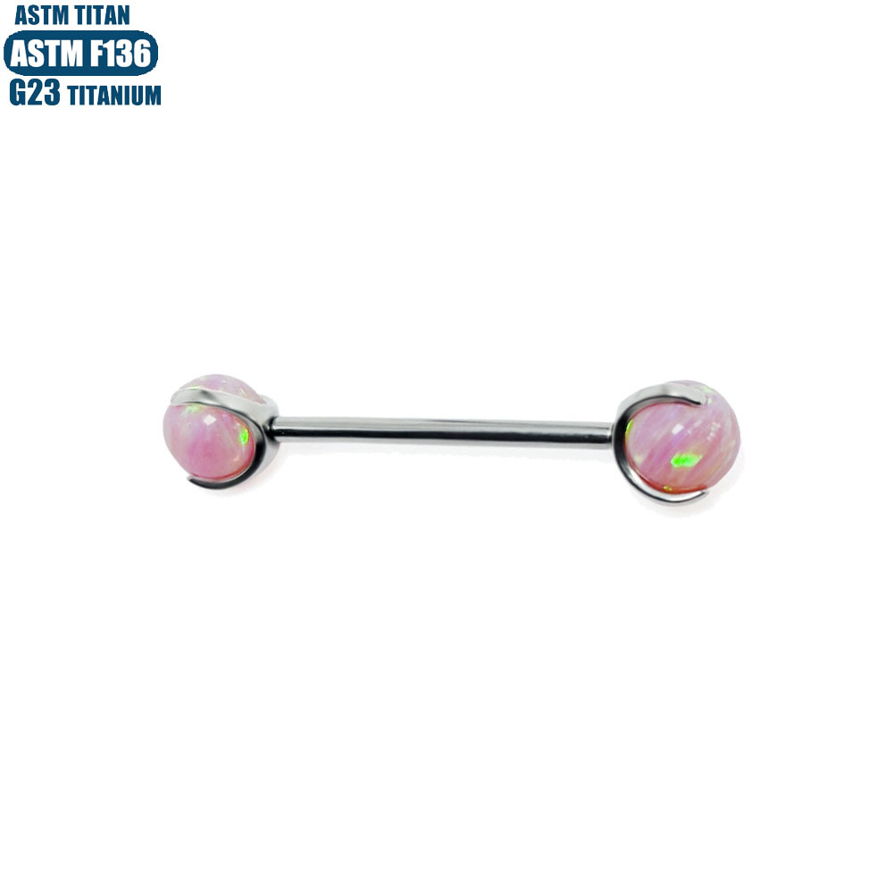 F136 Titanium Opal Lip Tongue Barbell 16G Internally Threaded Body Piercing Jewelry Straight Bar detail image 9