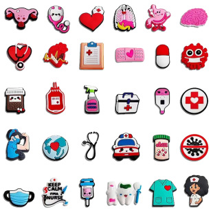 New medical care series hole shoes shoe flower Doctor Nurse shoe buckle creative cartoon medicine diy shoe accessories