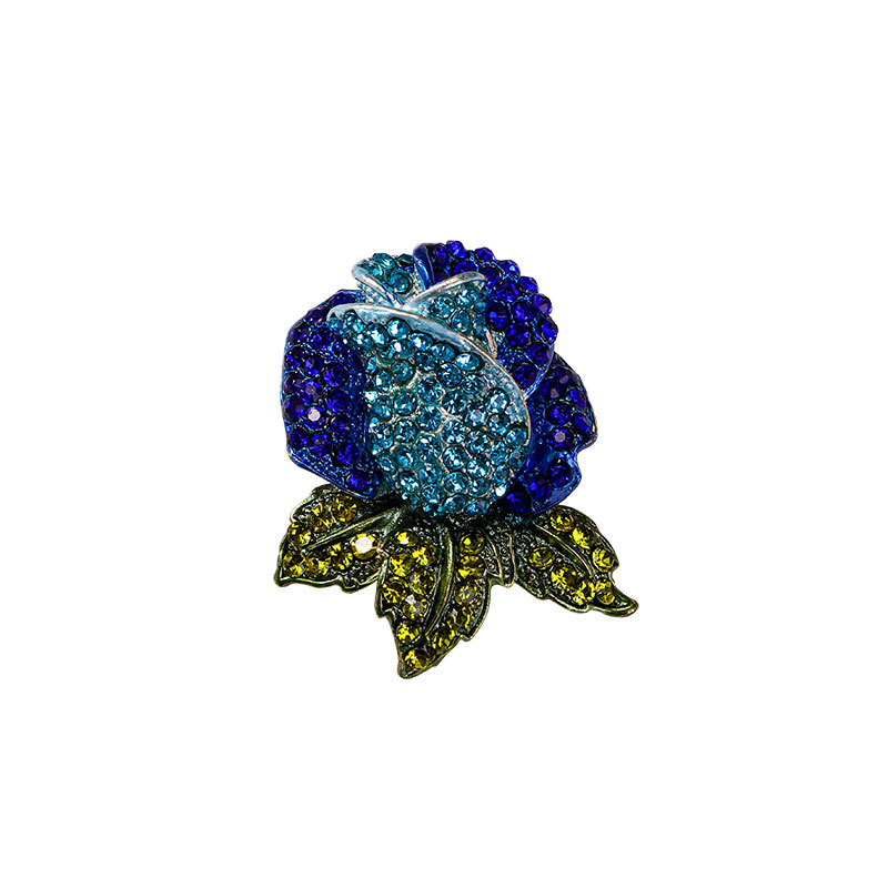 Nuova moda europea americana, blu floreale, alta gamma per donna, elegante e sofisticata, camelia impreziosita da diamanti_voghion.com