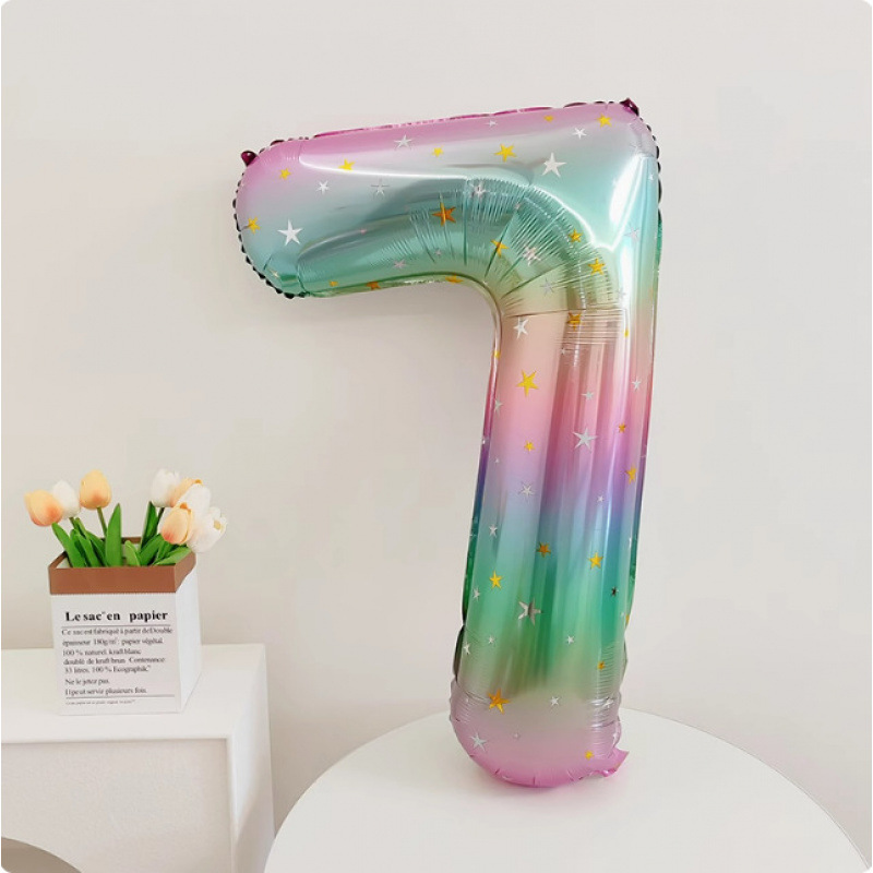 40inch アルミフィルムデジタルバルーン ベビーブルーピンク 女の子の誕生日シーンの装飾 ベビー123歳の誕生日の装飾|undefined