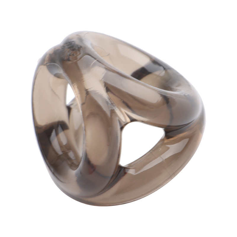 Triple-Ring TPE Erection Control Ring, Manual Non-Vibrating Cock Ring, Black — detail image 9