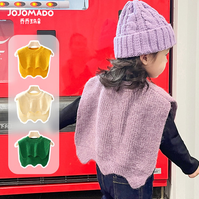 Korean Edition Outside the ride children Wool knitting Shawl men and women lovely Simplicity False collar Small waistcoat Cold proof Cape