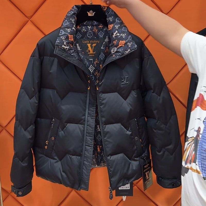 Winter trendy heavy industry high-end men's stand collar down jacket 90 white duck down jacket short warm