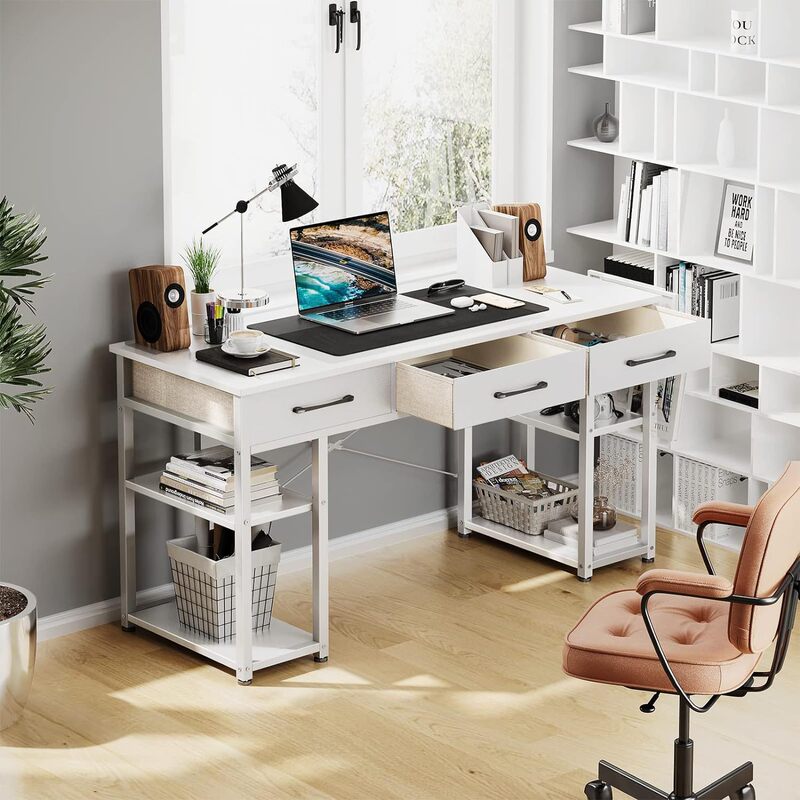 Cross-Border Modern Minimalist Office Small Computer Desk Study Table with Fabric Drawer Storage Rack Home Desk Writing Desk Cross-Border Modern Minimalist Office Small Computer Desk Study Table with Fabric Drawer Storage Rack Home Desk Writing Desk