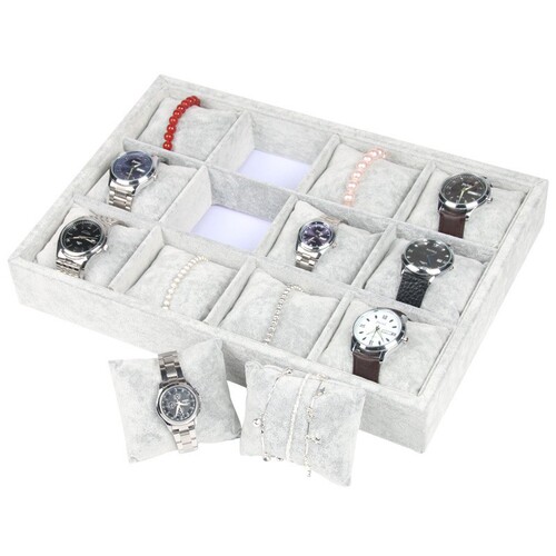 12-grid pillow watch bracelet tray jewelry box accessory display stand velvet jewelry tray counter storage box