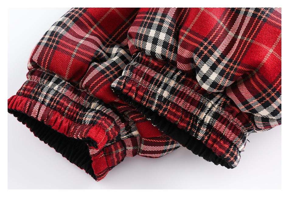 Herrenbekleidung Retro-Karierter Baumwollmantel Paar Wintermantel Männer und Frauen doppelseitiger Baumwollmantel mit Stehkragen_voghion.com