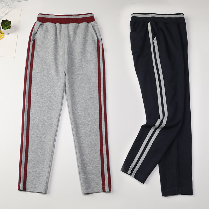 학생 교복 바지 회색 다크 그린 바 네이비 어린이 학교 바지 회색 보르도 바 소년 소녀 스포츠 바지