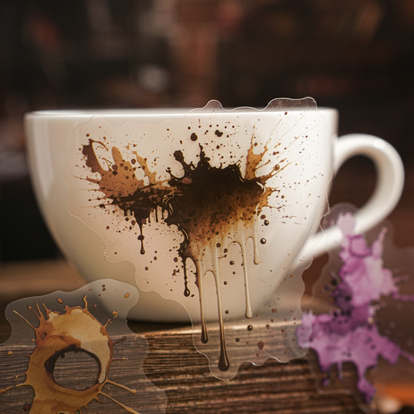 Beautiful day stickers coffee color retro waterproof ink trace…