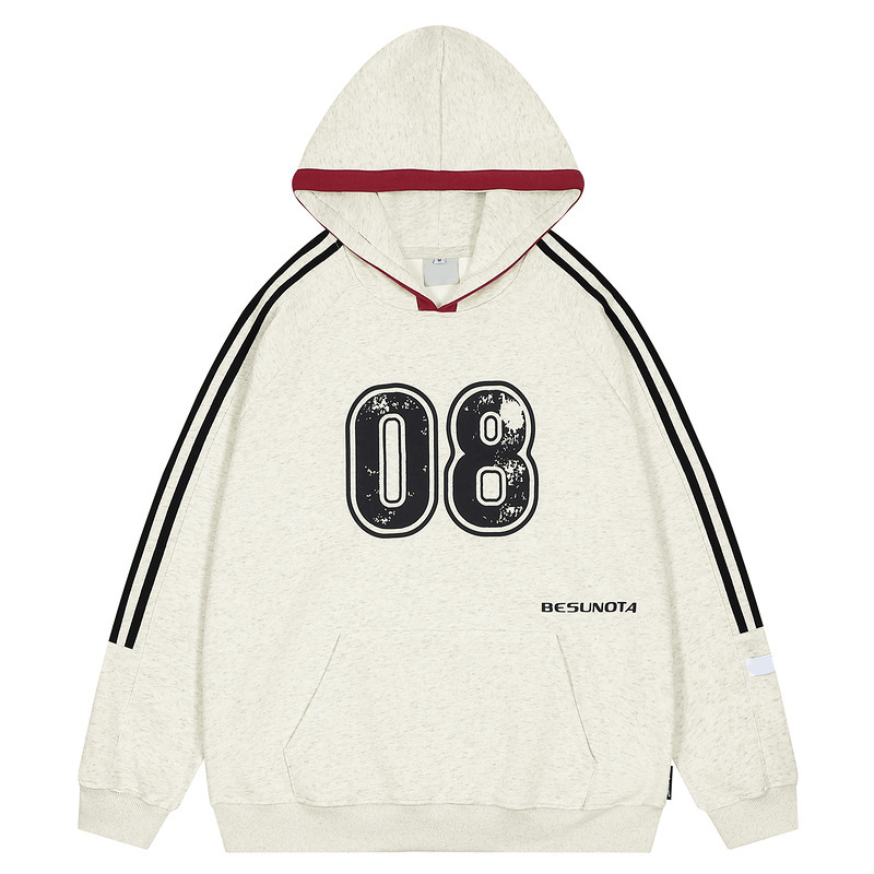 Qilin Guochao Brand Contrast Color Three Bars Rugby Hooded Sweatshirt for Men and Women Spring and Autumn Thin High Street oversize Jacket