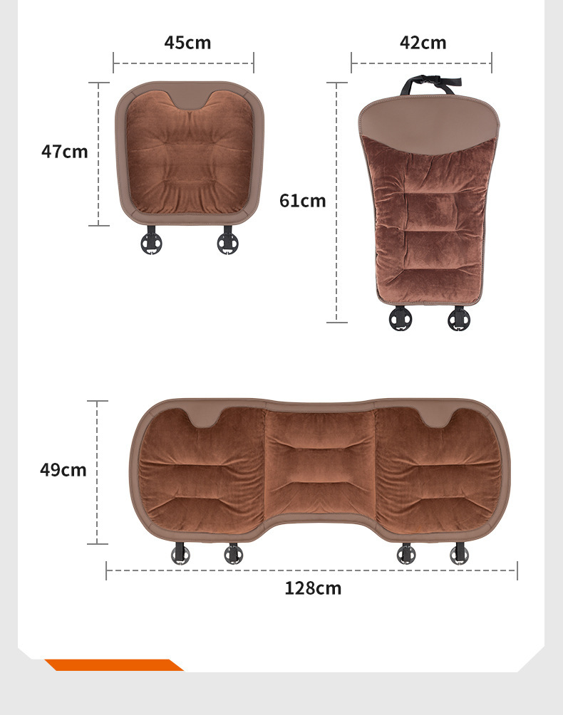 Flannel Car Seat Cushion Plush Winter High-End Car Seat Cushion Car Warm Three-Piece Seat Cushion Set