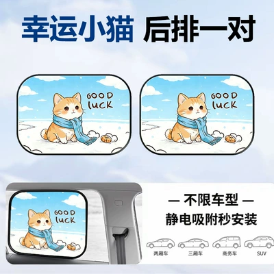 That Does Not Block the View | Sun shade - lucky-kitten-1-pair-in-the-back-row-electrostatically-adsorbed-vinyl-sunscreen-and-sunshade