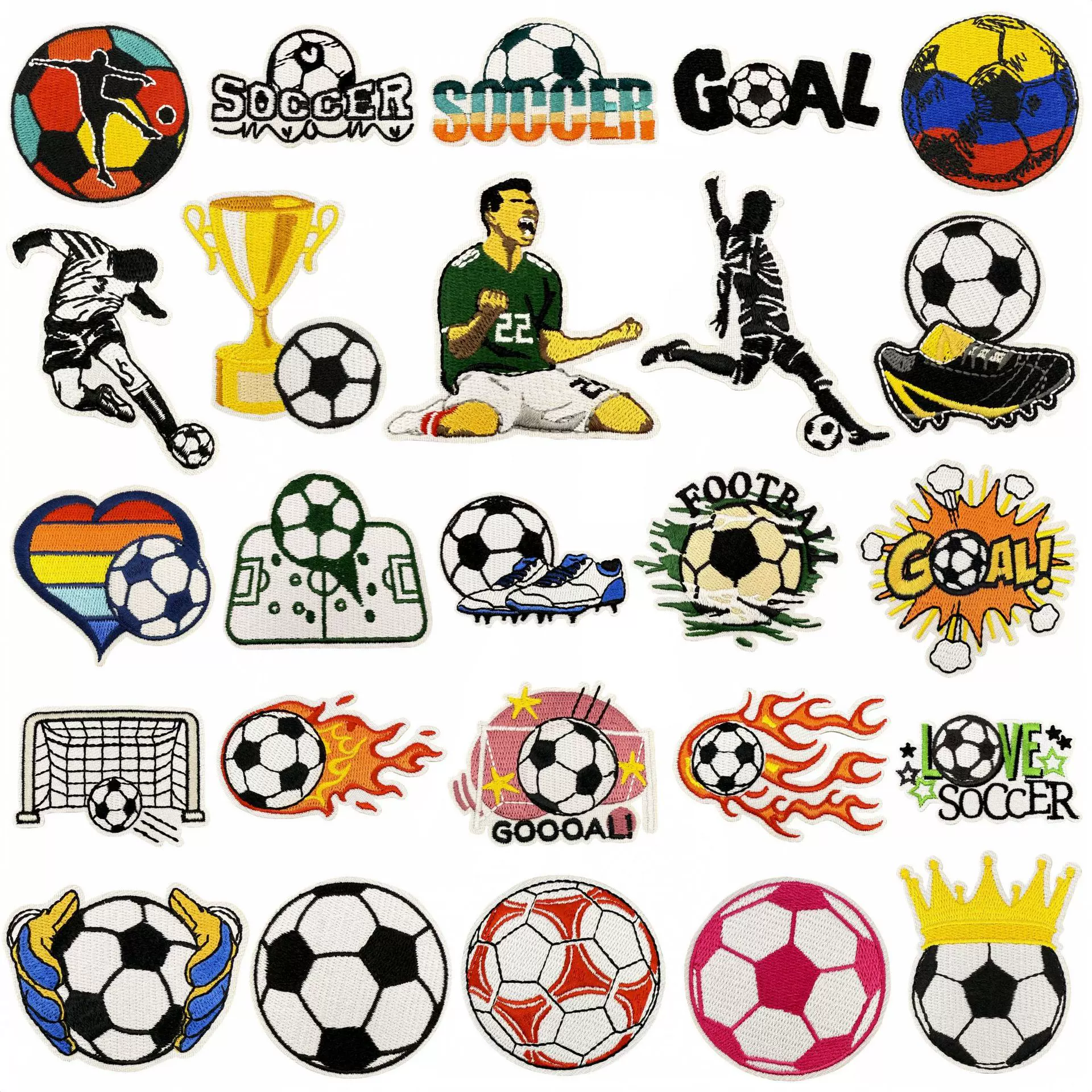 跨境卡通足球刺绣布贴体育运动补丁配饰服装辅料电脑绣花标熨烫款