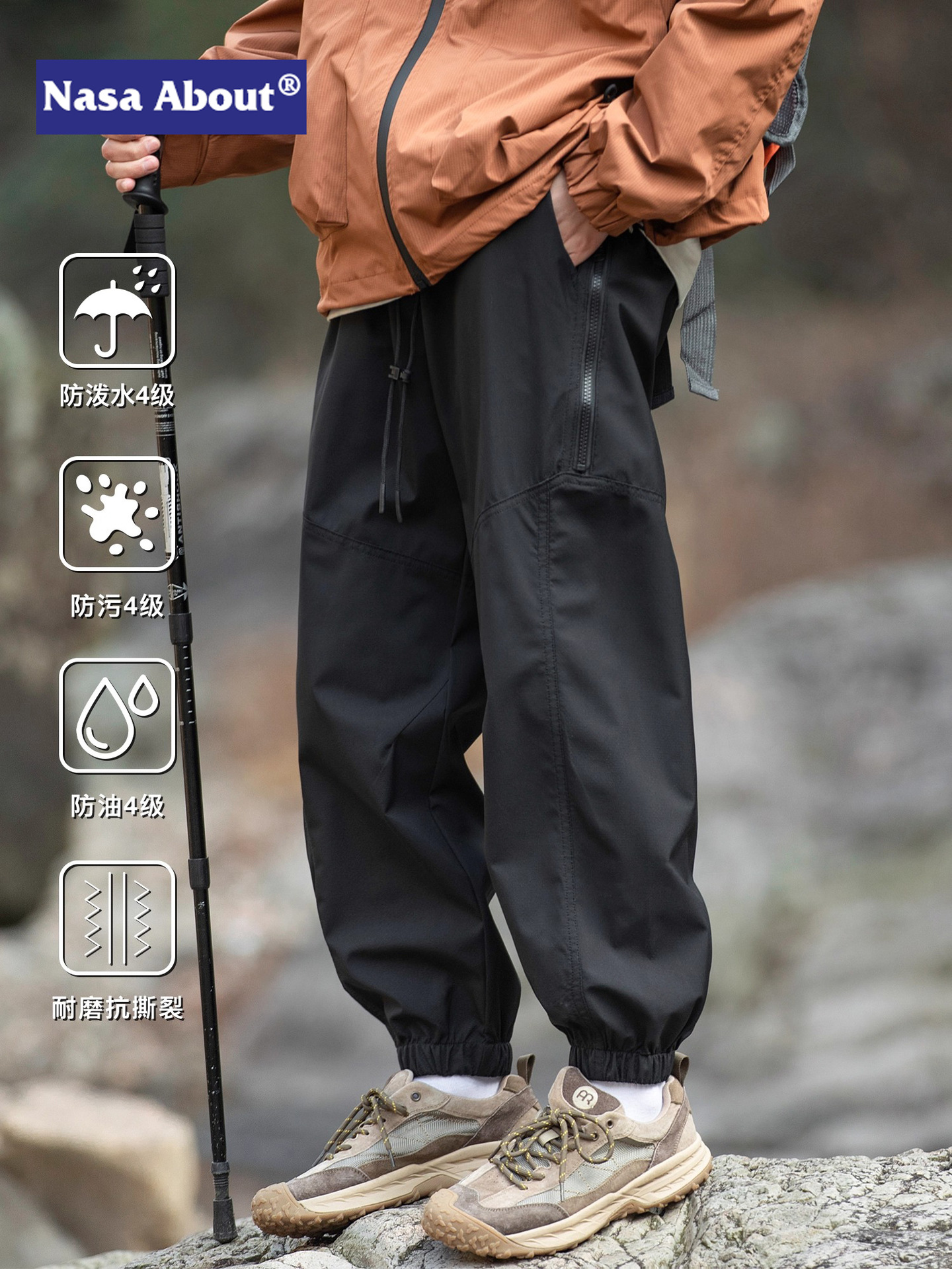 Nasa Outdoor Hiking Breathable Pants for Men, New Spring/Summer/Autumn Style, Triple-Protection Loose-Fitting Jogger Casual Cargo Pants
