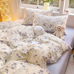 2024 pure cotton bed four-piece set wholesale ins small fresh floral quilt cover sheet style dormitory three-piece set 4