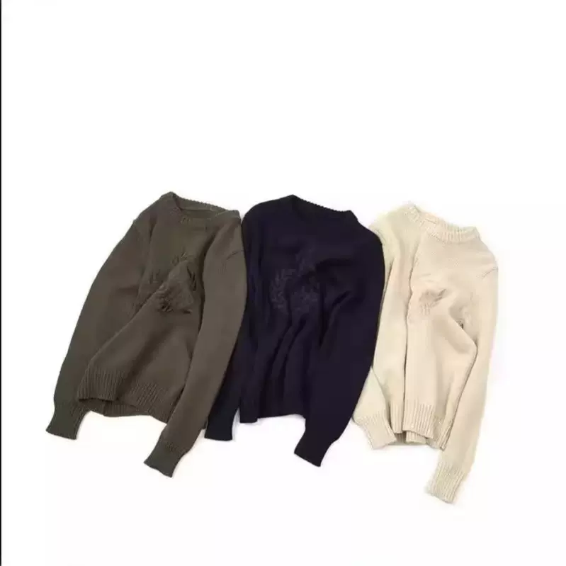 毛衣男圆领复古水洗做旧秋冬季男装加厚针织打底衫潮流棉质上衣服