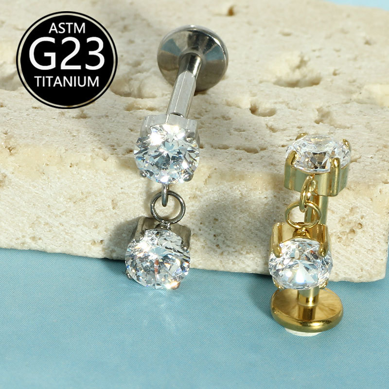 Pointed titanium steel lip stud product view