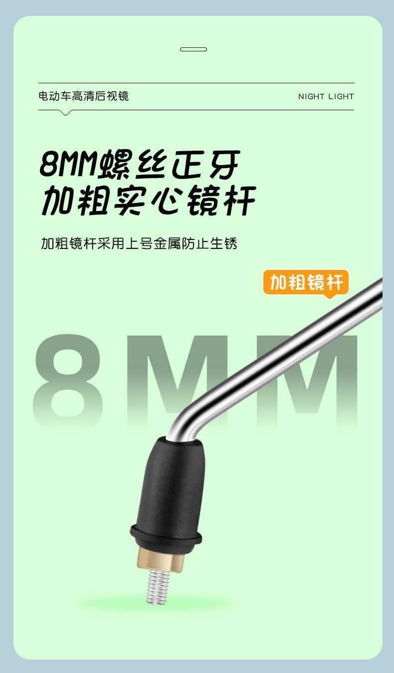 Electric Vehicle Rearview Mirror Suitable for Yadea, Aima, and Other Electric Bicycles, Universal Cartoon High-Definition Wide-Angle Reflector