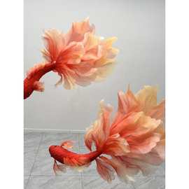 巨型纸艺花锦鲤国风锦鲤新年橱窗美陈店铺装饰氛围布置好运锦鲤