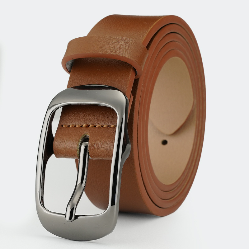 Curea din piele pentru femei, cu cataramă cu ac, nouă, vânzare fierbinte, 2024, fără strat intermediar, versatilă, curea cu cataramă japoneză, populară, din piele de vacă pură, pentru femei_voghion.com