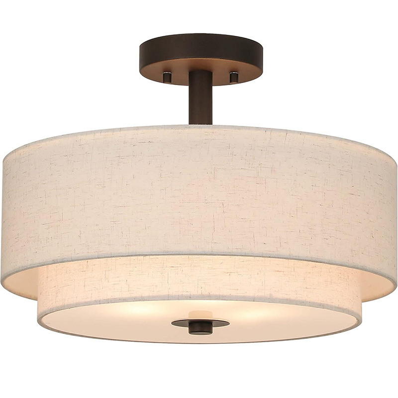 Cross-border modern ceiling lamp 3 lights with fabric lampshade chandelier suitable for bedroom and living room deep bronze finish