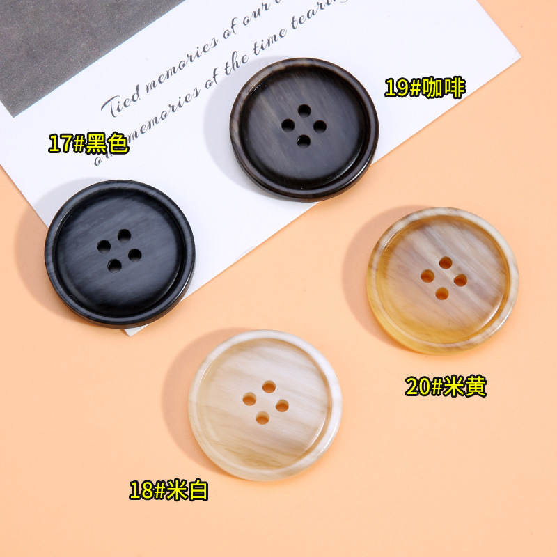 High-end Suit Button Button Men's Women's Matte Black Coat Trenchcoat Jacket Resin Pants Round Button