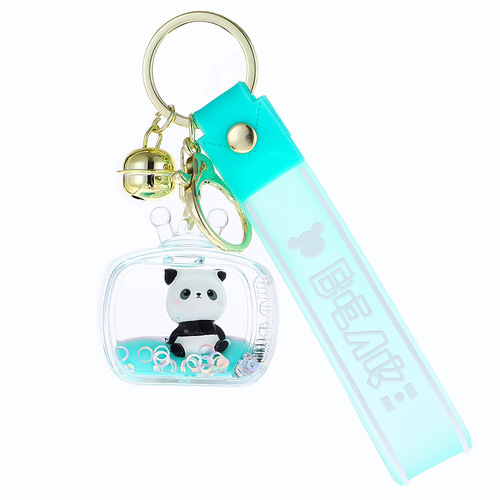 Oiled Acrylic Floating Doll Panda Keychain Exquisite Quicksand Keychain Bag Pendant Claw Machine Gift Wholesale