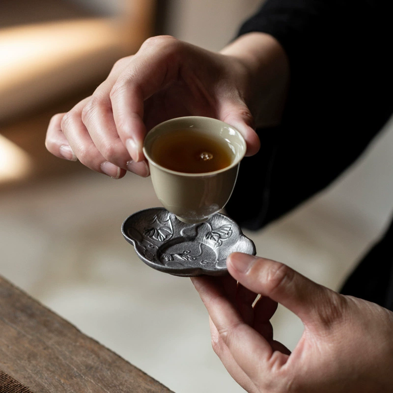 Chinese -style retro pure tin cushion Zen tea tidal heat insulation pad, old old tin tea cup cup cup cup cup cup accessories accessories
