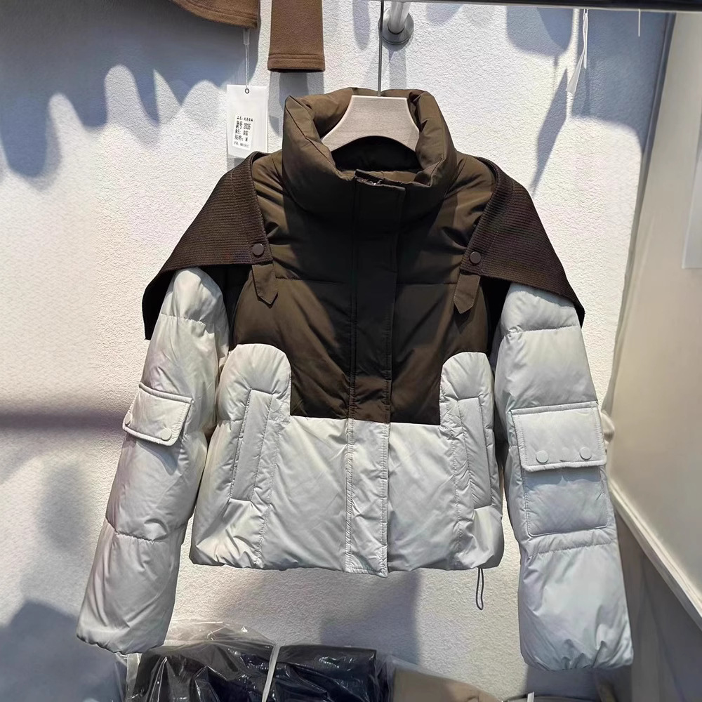 2025 invierno nuevo algodón de mujer estación europea de moda hombre pequeño pan corto algodón chaqueta de algodón personalidad de contraste de color image 4