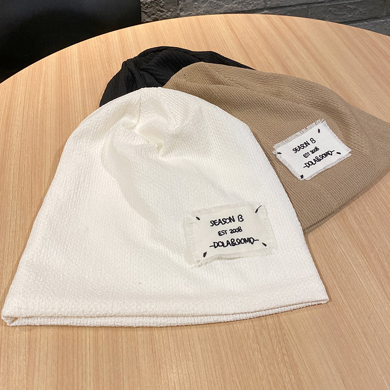 Cappello da confinamento da donna, sottile, autunno, nero, impilabile, grande, testa da donna, sottile, lavorato a maglia, foulard_voghion.com