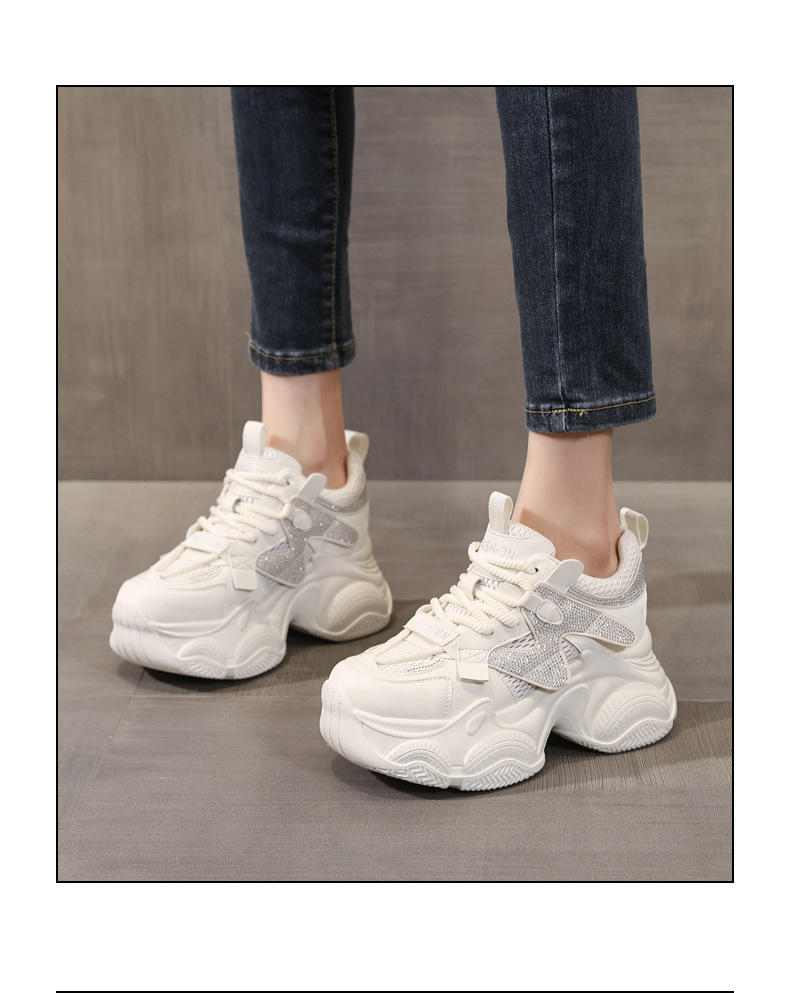 Giày sneaker nữ đế dày tăng chiều cao lưới thoáng khí — màu be chi tiết 16