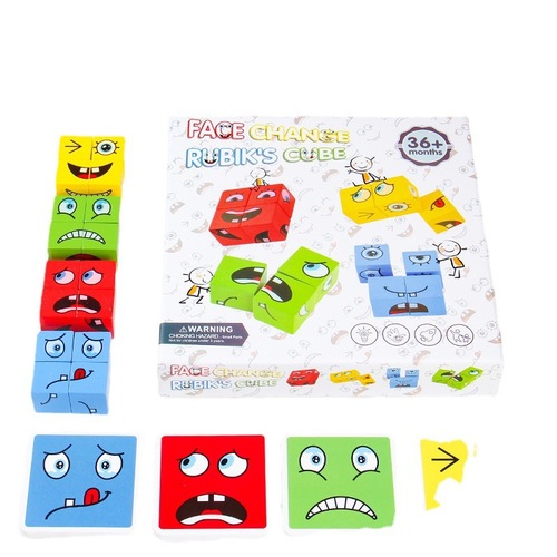 You cry, I laugh, face-changing Rubik's cube building blocks, children's educational toys, parent-child interactive games, concentration and thinking training play