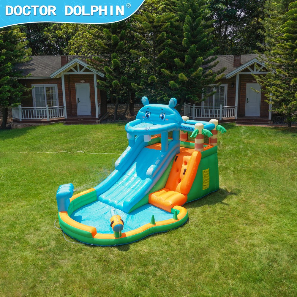 Dr. Pig infláble castillo indoor para niños spray slide cama de salto fiesta doméstica pequeño castillo infláble de agua
