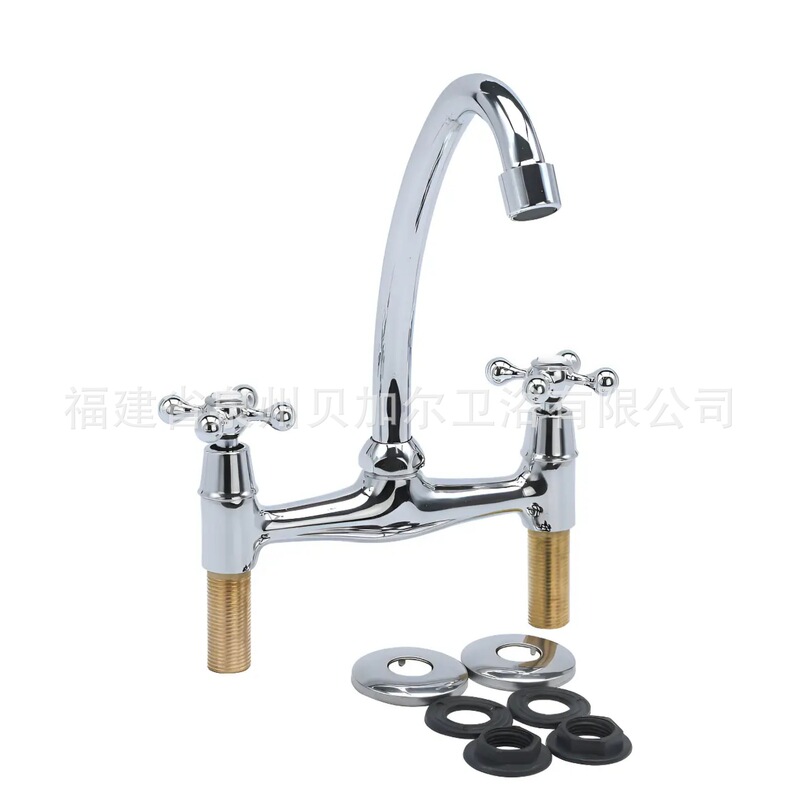 Double-Handle Double-Hole Kitchen Faucet, Hot and Cold, for Home and Commercial Use, Sink Faucet, Vertical, Hole Distance 15Cm/16Cm, Mixer Double-Handle Double-Hole Kitchen Faucet, Hot and Cold, for Home and Commercial Use, Sink Faucet, Vertical, Hole Distance 15Cm/16Cm, Mixer