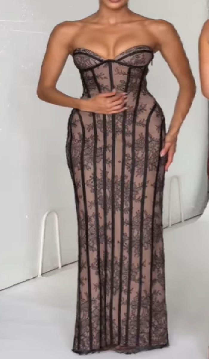 Sexy Lace Tube Top Bodycon Slimming Dress New Women Dress For Beach Party Hottie Style Clothing_ecoleips.com