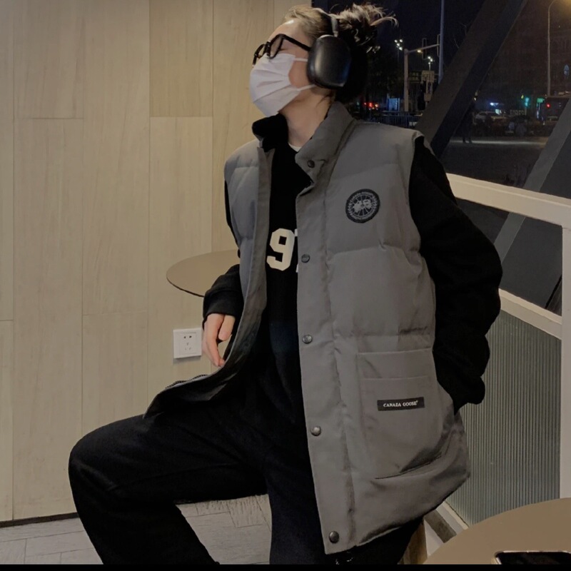 大鹅黑标garson羽绒马甲秋冬季领无袖保暖情侣背心羽绒服轻寒保暖|undefined