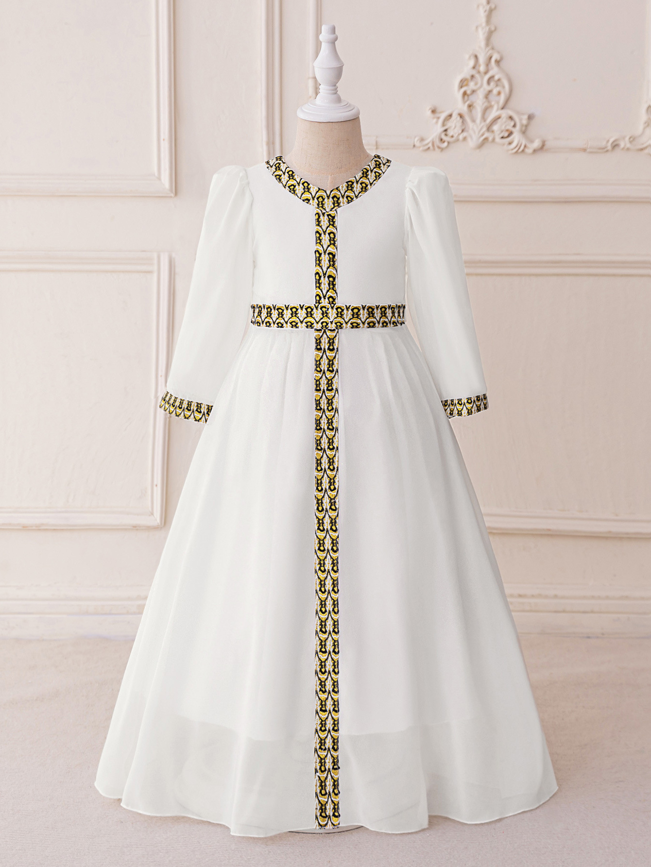 Vestido de princesa bordado para niñas, traje formal para comercio exterior transfronterizo, vestido de fiesta para niñas, vestido de bautizo para el primer cumpleaños del bebé