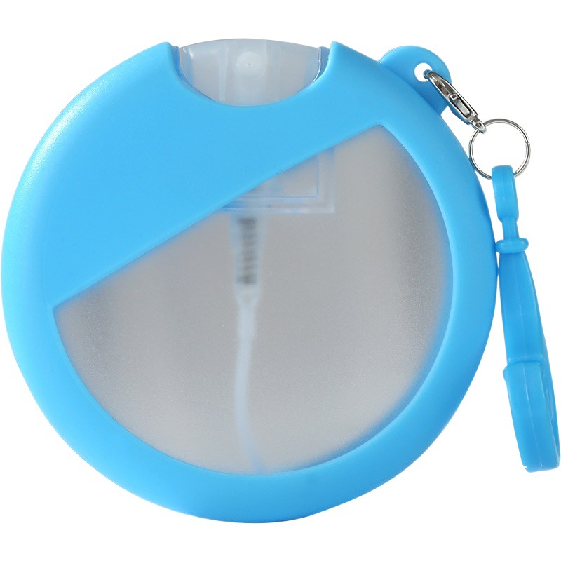 Botella de perfume de tarjeta redonda de 25ml con cubierta protectora de silicona gancho de botella de plástico traje sub-botella de viaje portátil