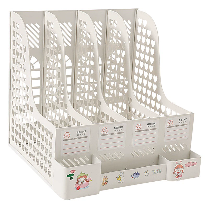 Полка для документов Многослойная коробка с четырьмя колонками Канцелярские принадлежности Подставка для книг Простая настольная папка Настольный ящик для хранения для студентов