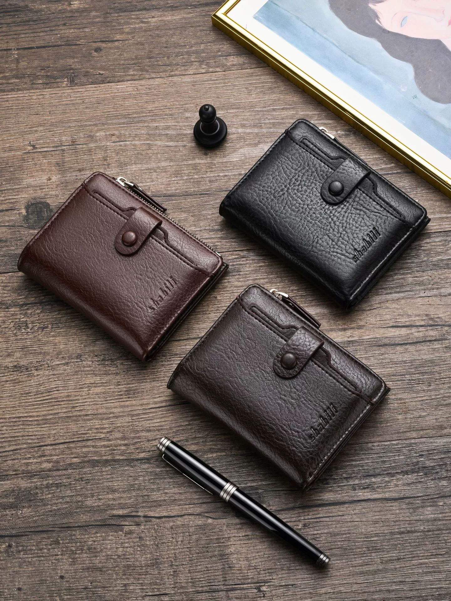 Short wallet, bag with zipper, capacious universal card holder