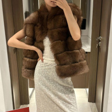 新款秋冬紫貂环保狐狸毛外套女时尚显瘦加厚马甲仿貂皮大衣毛毛女