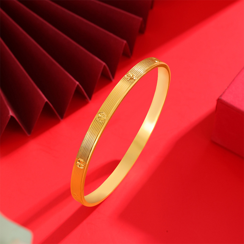 Patrón de diamante pulsera de moda simple de las mujeres pulsera de boca cerrada elegante Vietnam arena oro joyería sólida exquisito todo partido al por mayor