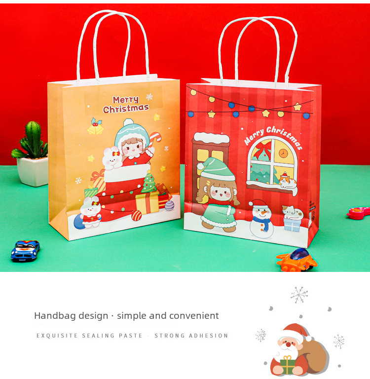 Christmas Gift Bag Snowman Elk Kraft Paper Bag Gift Packaging Bag Christmas Eve Cartoon Gift Bag_voghion.com