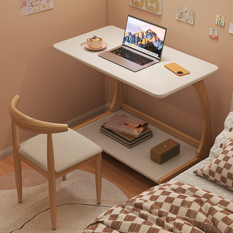 Mesa de lado de la cama pequeña mesa móvil simple escritorio de computadora dormitorio escritorio doméstico dormitorio de estudiantes escritorio de estudio piernas de madera sólida
