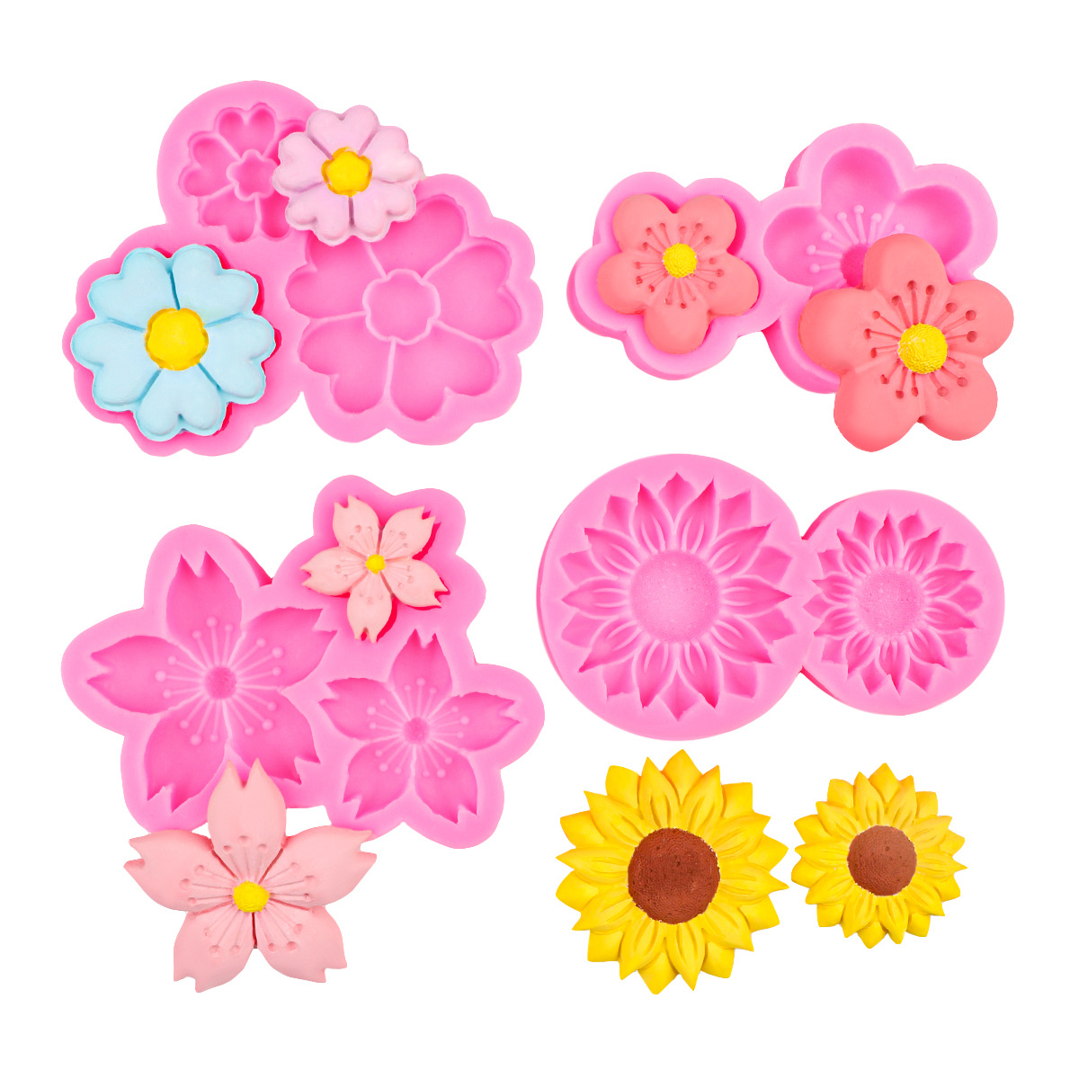 Molde de flor de durazno de margarita de girasol