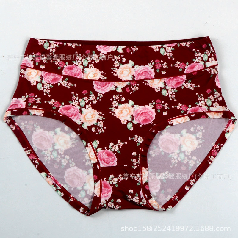 Женское нижнее белье больших размеров с мелким розовым узором, американский размер, с этикеткой «стирано», сексуальное, приподнимающее ягодицы, очень большой размер, трусы с высокой талией.