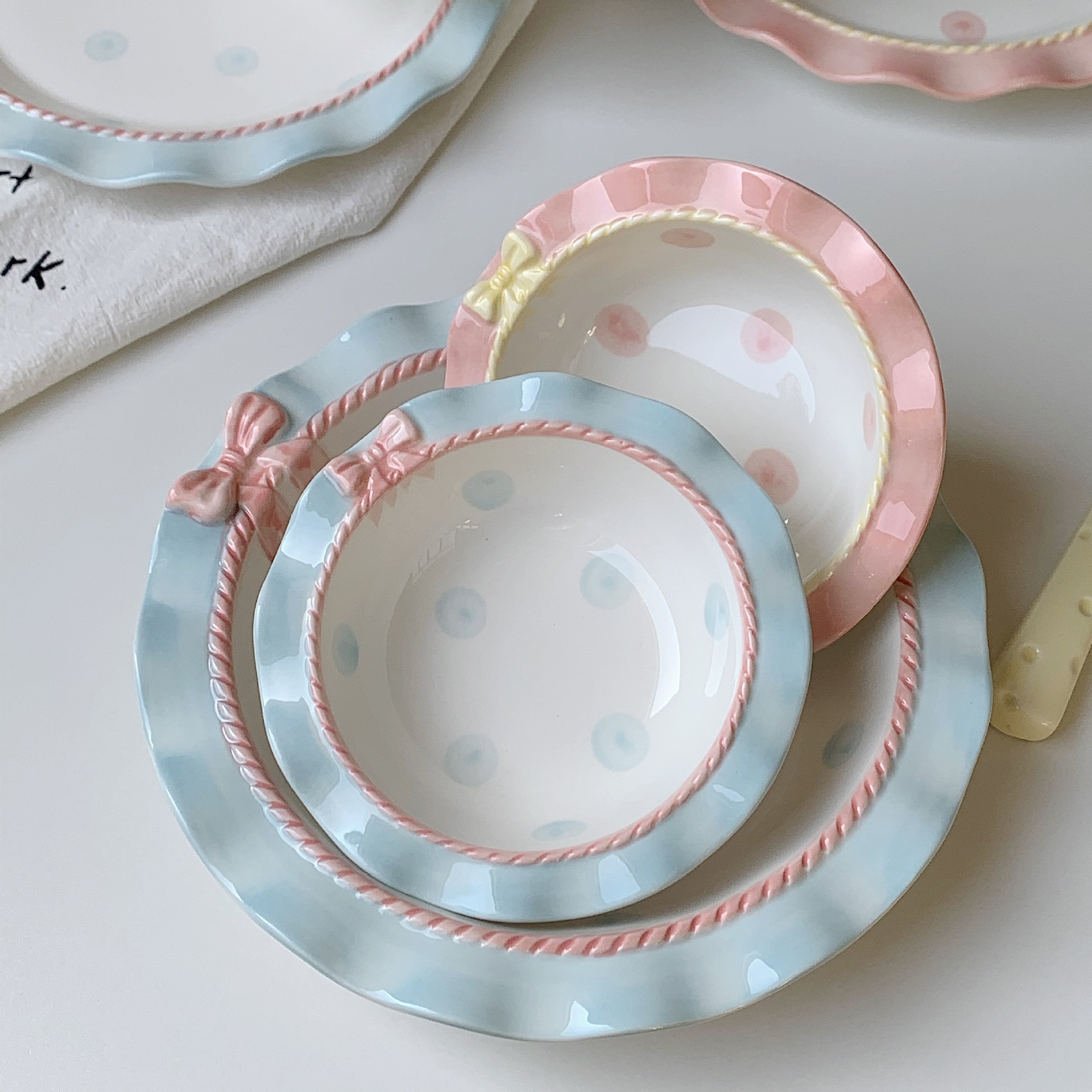 Cute Style Cute Bow Knot Ceramics Plate Tableware 1 Piece